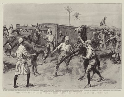 Detraining the Mules of the 32nd Field Battery Royal Artillery at the Atbara Camp by Frank Dadd